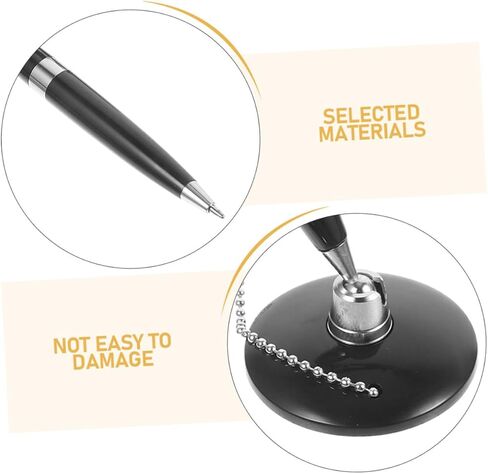 Healifty 6pcs Secure Office Pens with Anti-theft Chain and Rotating Adhesive Holder for Reception Counters Banks Hotels Schools Retail Stores Smooth Ink Flow Ergonomic Lightweight Design in Kuwait