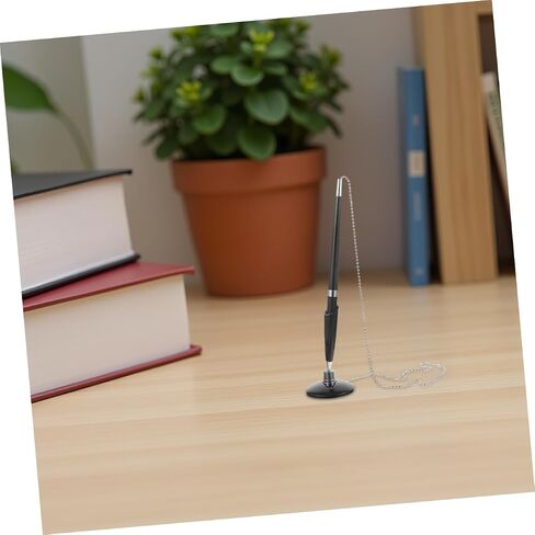 Healifty 6pcs Secure Office Pens with Anti-theft Chain and Rotating Adhesive Holder for Reception Counters Banks Hotels Schools Retail Stores Smooth Ink Flow Ergonomic Lightweight Design in Kuwait