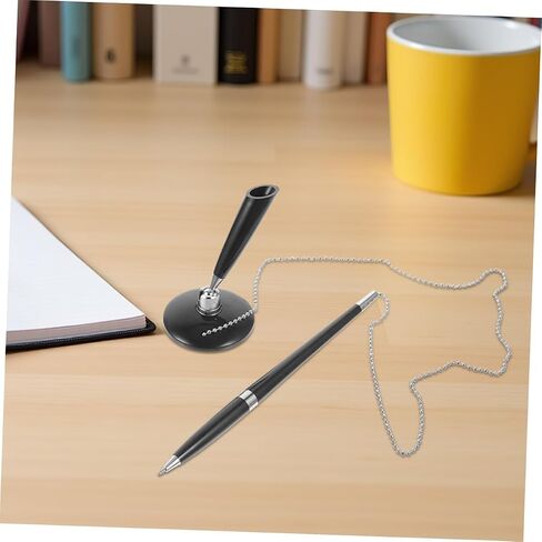 Healifty 6pcs Secure Office Pens with Anti-theft Chain and Rotating Adhesive Holder for Reception Counters Banks Hotels Schools Retail Stores Smooth Ink Flow Ergonomic Lightweight Design in Kuwait