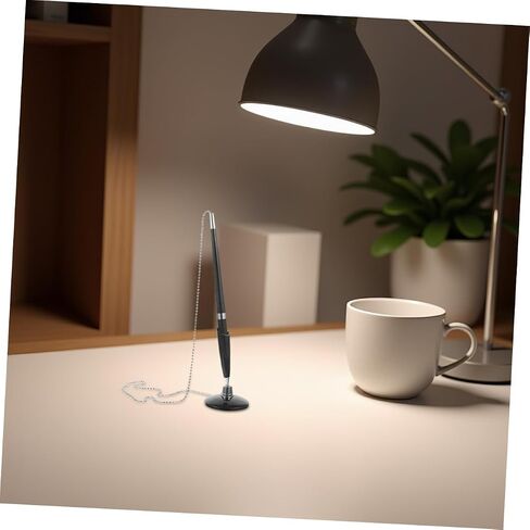 Healifty 6pcs Secure Office Pens with Anti-theft Chain and Rotating Adhesive Holder for Reception Counters Banks Hotels Schools Retail Stores Smooth Ink Flow Ergonomic Lightweight Design in Kuwait