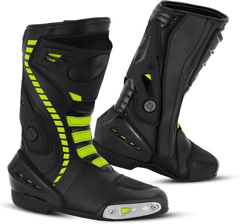 Men's Motorcycle Shoes Leather Motorbike Boots with Ankle Support Non-Slip Sole Reinforced Foot Protective Motocross Boots Rubber Sole in Saudi Arabia
