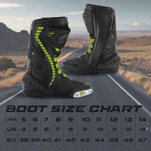 Men's Motorcycle Shoes Leather Motorbike Boots with Ankle Support Non-Slip Sole Reinforced Foot Protective Motocross Boots Rubber Sole in Saudi Arabia