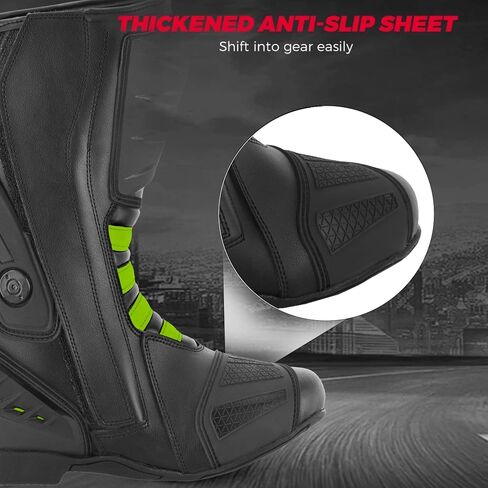 Men's Motorcycle Shoes Leather Motorbike Boots with Ankle Support Non-Slip Sole Reinforced Foot Protective Motocross Boots Rubber Sole in Saudi Arabia