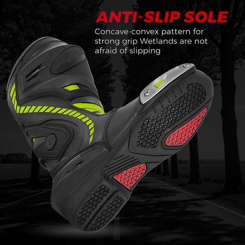 Men's Motorcycle Shoes Leather Motorbike Boots with Ankle Support Non-Slip Sole Reinforced Foot Protective Motocross Boots Rubber Sole in Saudi Arabia