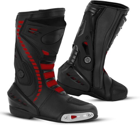 Men's Motorcycle Shoes Leather Motorbike Boots with Ankle Support Non-Slip Sole Reinforced Foot Protective Motocross Boots Rubber Sole in Saudi Arabia