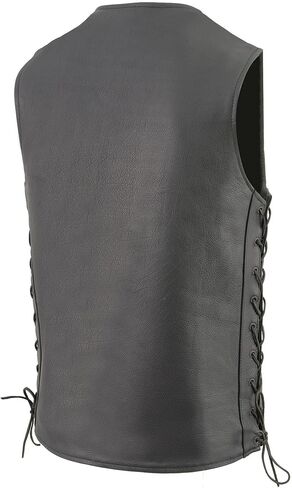 Milwaukee Leather MLM3520 Men's Straight Bottom Side Lace Black Leather Vest in Saudi Arabia