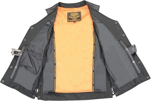 Milwaukee Leather MLM3520 Men's Straight Bottom Side Lace Black Leather Vest in Saudi Arabia