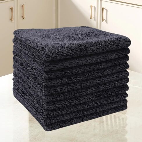 10-Pack Black Microfiber Towels – 9.84×9.84 inch Cleaning Cloths for Car & Household Use in Saudi Arabia