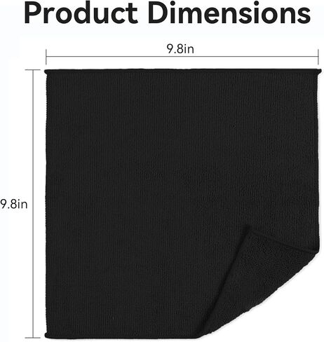 10-Pack Black Microfiber Towels – 9.84×9.84 inch Cleaning Cloths for Car & Household Use in Saudi Arabia