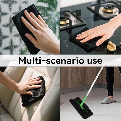 10-Pack Black Microfiber Towels – 9.84×9.84 inch Cleaning Cloths for Car & Household Use in Saudi Arabia