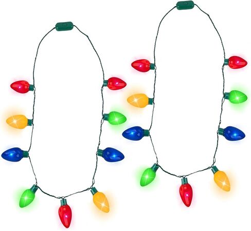 POPLAY 2PCS عيد الميلاد القلائد LED، تضيء قلادة قصب الحلوى ضوء عيد الميلاد تضيء قلادة للأطفال البالغين عيد الميلاد حزب تفضل زينة عيد الميلاد in Saudi Arabia