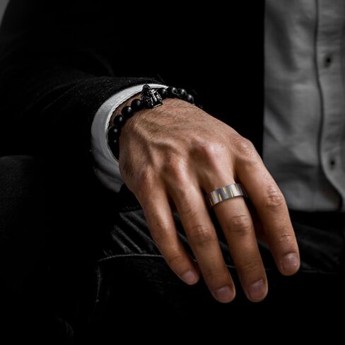 King Will 8mm Mens Tungsten Ring Black/Silver/Blue Wedding Band for Men Circuit Board/Sea Wave Lasered Mens Fashion Jewelry Comfortable for Daily Wear in Kuwait