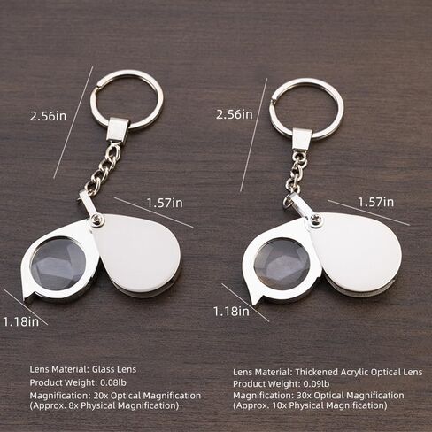 8X and 10X Dual Magnifier Set, 2-Pack Keychain Magnifying Glass with PU Case for Various Magnification Needs in Saudi Arabia