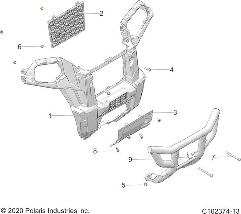 Polaris ATV Bumper, Front, Gloss Black, Genuine OEM Part 5451744-070, Qty 1 in Saudi Arabia
