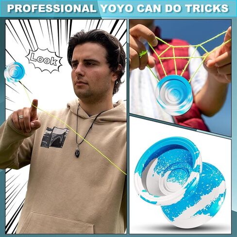 C2 Yoyo Professional , Beginners and Adults, Dual Function yoyos, Metal Yoyo with Bag, Gloves, 10 Yo-Yo Strings and Responsive Bearings Kit - Colorful in Saudi Arabia