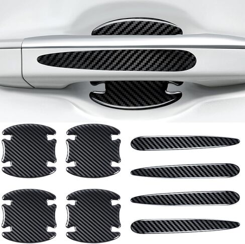 8 قطعة من ألياف الكربون المقاومة للخدش مقبض باب السيارة حامي مقبض باب السيارة ملصق مقاوم للخدش ذاتي اللصق خالٍ من الخدش ملحقات حماية عالمية للسيارة in Kuwait