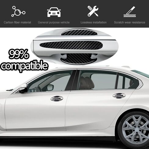 8 قطعة من ألياف الكربون المقاومة للخدش مقبض باب السيارة حامي مقبض باب السيارة ملصق مقاوم للخدش ذاتي اللصق خالٍ من الخدش ملحقات حماية عالمية للسيارة in Kuwait