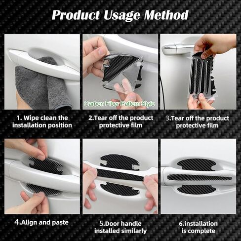8 قطعة من ألياف الكربون المقاومة للخدش مقبض باب السيارة حامي مقبض باب السيارة ملصق مقاوم للخدش ذاتي اللصق خالٍ من الخدش ملحقات حماية عالمية للسيارة in Kuwait