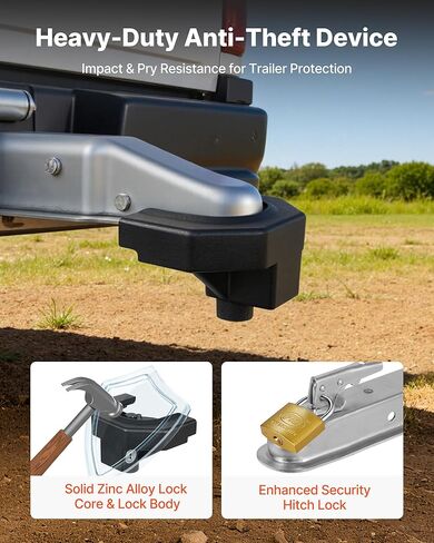 VEVOR Trailer Hitch Lock Kit, Compatible with 2-5/16 in Couplers, Heavy-Duty Anti-Theft Trailer Ball Lock with 3 Keys & Padlock, Prying-Resistant & Impact-Resistant, Fits for RVs, Boats, Trailers in Saudi Arabia