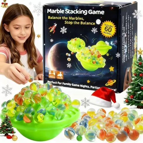 Marble Balance Board Game for Kids & Adults – Fun Family Stacking Challenge Toy with 60 Colorful Balls, Portable Balancing Game for 1-4 Players, Perfect for Travel, Party & Indoor Play in Saudi Arabia