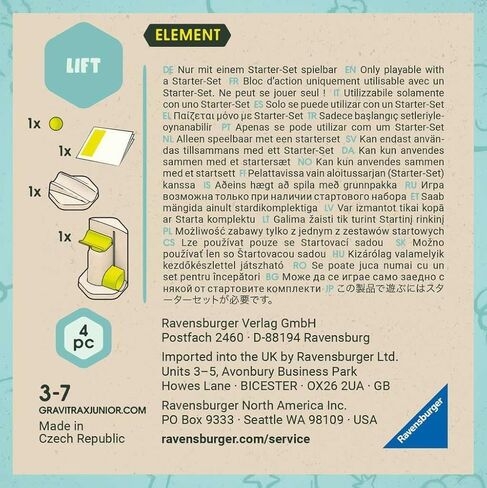 رافعة Ravensburger GraviTrax Junior Element Lift - مسار رخامي قابل للتوسيع للأطفال، تشغيل رخامي مصنوع من مواد متجددة مع عوالم ذات طابع خاص، لعبة بناء للأعمار من 3 سنوات فما فوق in Saudi Arabia