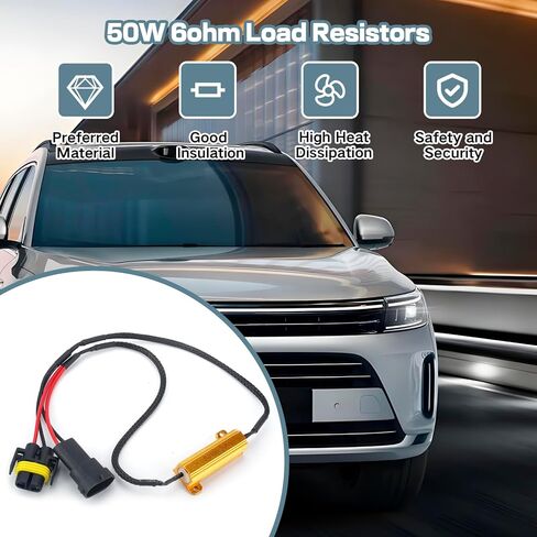 طقم مقاوم H7 LED مكون من قطعتين، مقاوم للمصابيح الأمامية LED بقدرة 50 وات 6 أوم يمنع الوميض المفرط ورموز الخطأ، مقاوم تحميل ملحقات السيارة لأضواء الضباب والمصابيح الأمامية (H7) in Kuwait