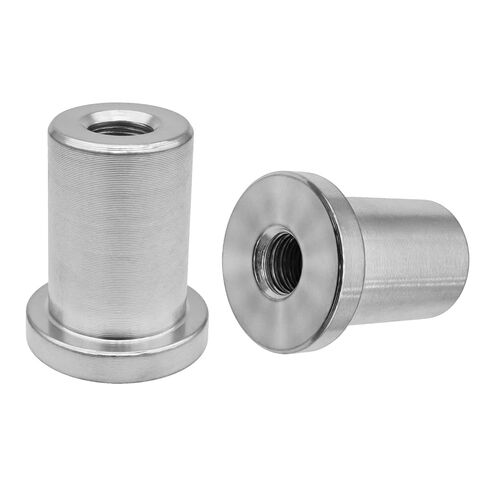 (6 Pack) Weld-On Nut, 3/8"-16 Thread, Extended Threaded Stepped Bung, Female Weld Nut for Steel Chassis Mounting Tab in Kuwait