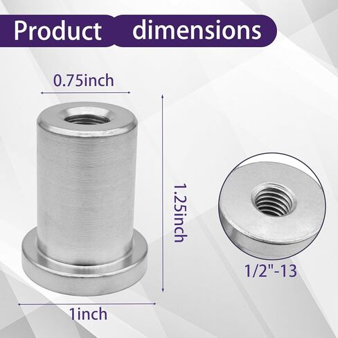 (6 Pack) Weld-On Nut, 3/8"-16 Thread, Extended Threaded Stepped Bung, Female Weld Nut for Steel Chassis Mounting Tab in Kuwait