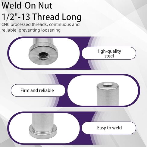 (6 Pack) Weld-On Nut, 3/8"-16 Thread, Extended Threaded Stepped Bung, Female Weld Nut for Steel Chassis Mounting Tab in Kuwait