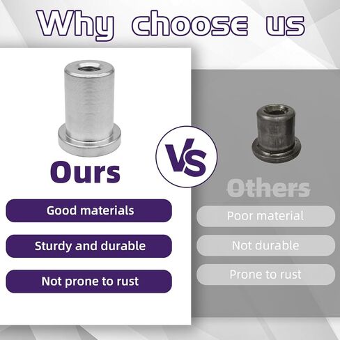 (6 Pack) Weld-On Nut, 3/8"-16 Thread, Extended Threaded Stepped Bung, Female Weld Nut for Steel Chassis Mounting Tab in Kuwait