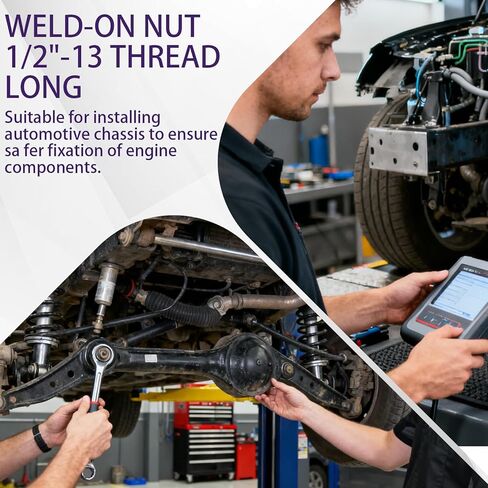 (6 Pack) Weld-On Nut, 3/8"-16 Thread, Extended Threaded Stepped Bung, Female Weld Nut for Steel Chassis Mounting Tab in Kuwait