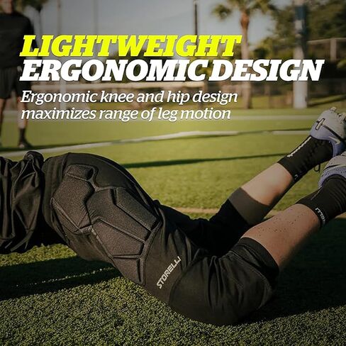 Storelli ExoShield Goalkeeper 3/4 Pants, High-Impact Protection, Sweat-Wicking, UV-Resistant Athletic Bottoms for Soccer & Heavy-Duty Sports, Black, Small in Kuwait
