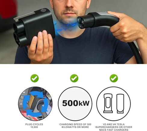 محول NACS إلى CCS 500A 1000V مناسب لمحول شاحن Supercharger إلى CCS1 متوافق مع Ford EVs، R1T/R1S، GM، Kia، يدعم ملحقات الشاحن السريع V3/V4 DC in Saudi Arabia