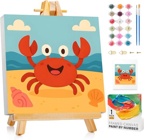 GEEHEIY Paint by Numbers Kit for Kids with Frame - Without Easel, Sea Turtle Paint by Number for Kids Ages 4-8-12, Acrylic Oil Painting for Home Wall Decor (8 x 8 inch) in Saudi Arabia