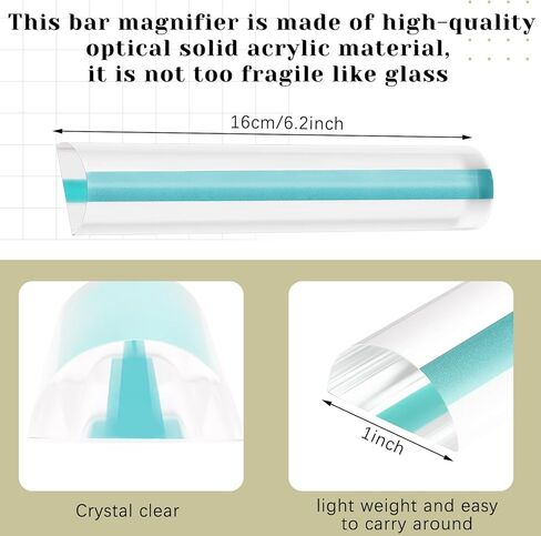 Chunful 1 Pcs 2X Magnifying Ruler Bar for Reading, 6 Inch Line Magnifier with Sliding Markers for Reading Small Prints, Bible, Books, Instructions, Cross Stitch Patterns and Small Print (Blue Line) in Saudi Arabia