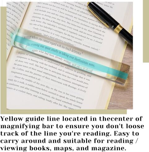 Chunful 1 Pcs 2X Magnifying Ruler Bar for Reading, 6 Inch Line Magnifier with Sliding Markers for Reading Small Prints, Bible, Books, Instructions, Cross Stitch Patterns and Small Print (Blue Line) in Saudi Arabia
