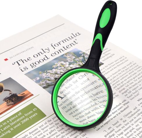 Magnifying Glass 10X Handheld Magnifier - 100MM Real Glass Magnifying Lens for Book Newspaper Reading, Insect Exploration and Daily Detail Observation, Green in Saudi Arabia
