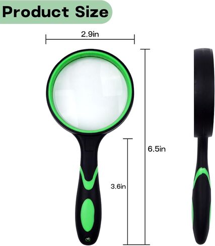 Magnifying Glass 10X Handheld Magnifier - 100MM Real Glass Magnifying Lens for Book Newspaper Reading, Insect Exploration and Daily Detail Observation, Green in Saudi Arabia