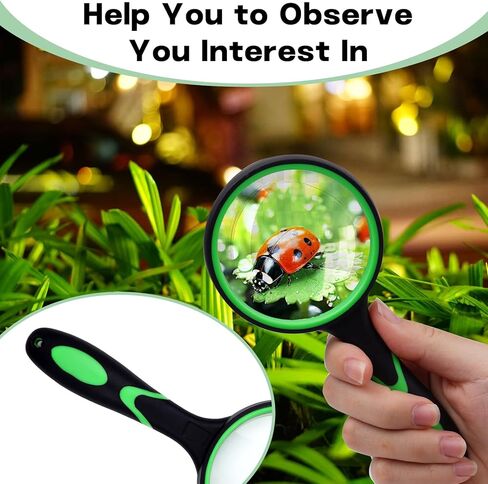 Magnifying Glass 10X Handheld Magnifier - 100MM Real Glass Magnifying Lens for Book Newspaper Reading, Insect Exploration and Daily Detail Observation, Green in Saudi Arabia