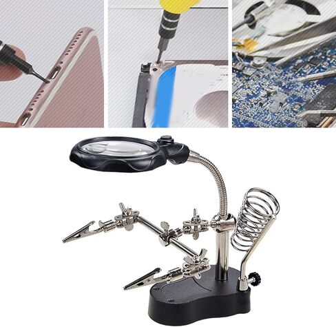 Magnifying Glass Soldering Station LED Lamp Magnifier with Auxiliary Clips for Hardware Repair in Saudi Arabia