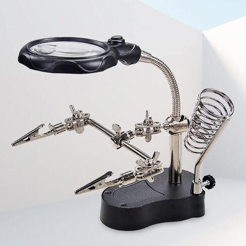 Magnifying Glass Soldering Station LED Lamp Magnifier with Auxiliary Clips for Hardware Repair in Saudi Arabia