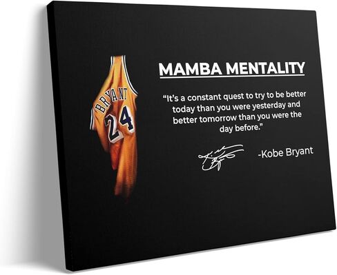 ملصق كوبي براينت مقاس 16 بوصة × 20 بوصة، مؤطر من قماش كوبي براينت، فن جداري لعقلية مامبا، ملصق مامبا أسود، ملصق الدوري الاميركي للمحترفين، ملصق كرة السلة، ديكور جدار تحفيزي (النمط 2) in Kuwait