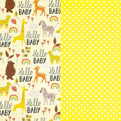 RUSPEPA Reversible Wrapping Paper Roll - Mini Roll - Bear and Rocket Pattern Great for Baby Shower, Birthday, Party - 17.5 Inches X 32.8 Feet in Kuwait