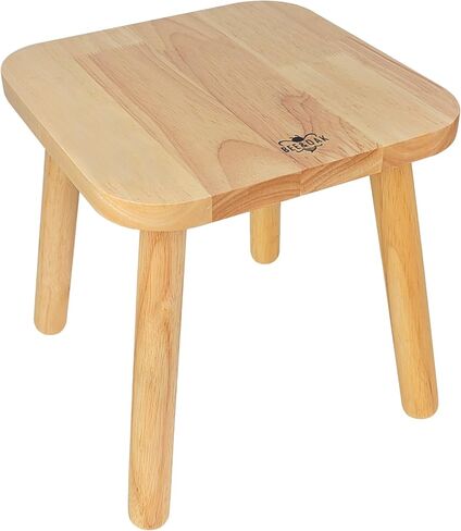 BEE&OAK 11 Inch Wooden Step Stools for Adults, Solid Rubber Wood Non-Slip Step Foot Stool, Heavy Duty 300 lbs One Step Stool for Bedroom, Bathroom, Kitchen,Outdoor (Natural) in Kuwait