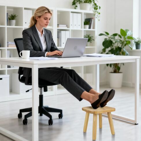 BEE&OAK 11 Inch Wooden Step Stools for Adults, Solid Rubber Wood Non-Slip Step Foot Stool, Heavy Duty 300 lbs One Step Stool for Bedroom, Bathroom, Kitchen,Outdoor (Natural) in Kuwait