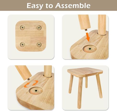 BEE&OAK 11 Inch Wooden Step Stools for Adults, Solid Rubber Wood Non-Slip Step Foot Stool, Heavy Duty 300 lbs One Step Stool for Bedroom, Bathroom, Kitchen,Outdoor (Natural) in Kuwait