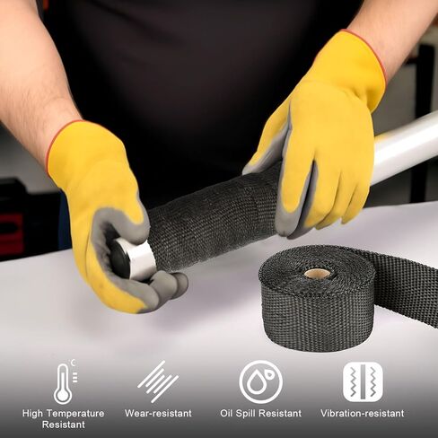 Exhaust Heat Wrap Roll, 2" x 16' Fiberglass Heat Shield Tape, Black Header Wrap with 6 pcs Stainless Ties for Motorcycle Car Truck Exhaust Pipes in Saudi Arabia