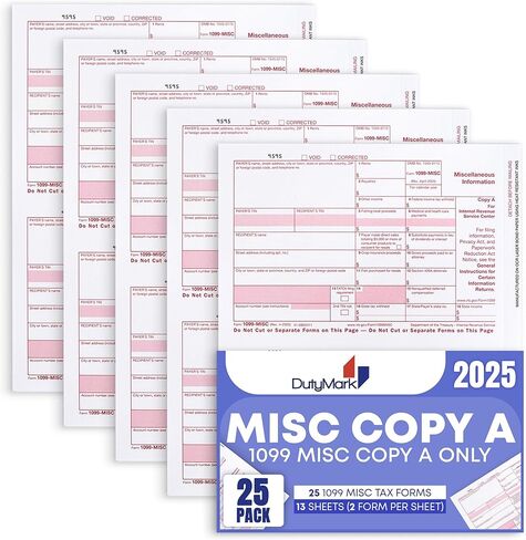 1099 MISC Copy A 2023 Tax Federal Income Form, 100 Laser Tax recipients Pack, (50 Sheets) Compatible with QuickBooks and Accounting Software, in Saudi Arabia