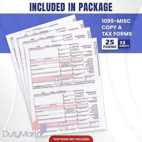 1099 MISC Copy A 2023 Tax Federal Income Form, 100 Laser Tax recipients Pack, (50 Sheets) Compatible with QuickBooks and Accounting Software, in Saudi Arabia
