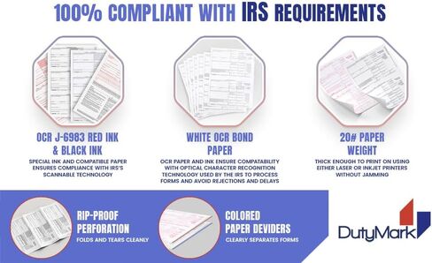 1099 MISC Copy A 2023 Tax Federal Income Form, 100 Laser Tax recipients Pack, (50 Sheets) Compatible with QuickBooks and Accounting Software, in Saudi Arabia